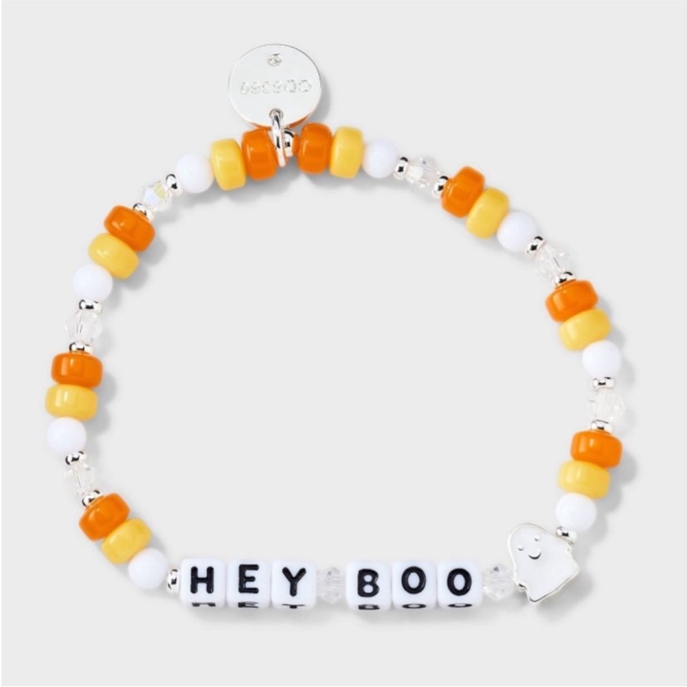 New Little Words Project Hey Boo Bracelet Halloween Ghost Beaded Spooky M/L